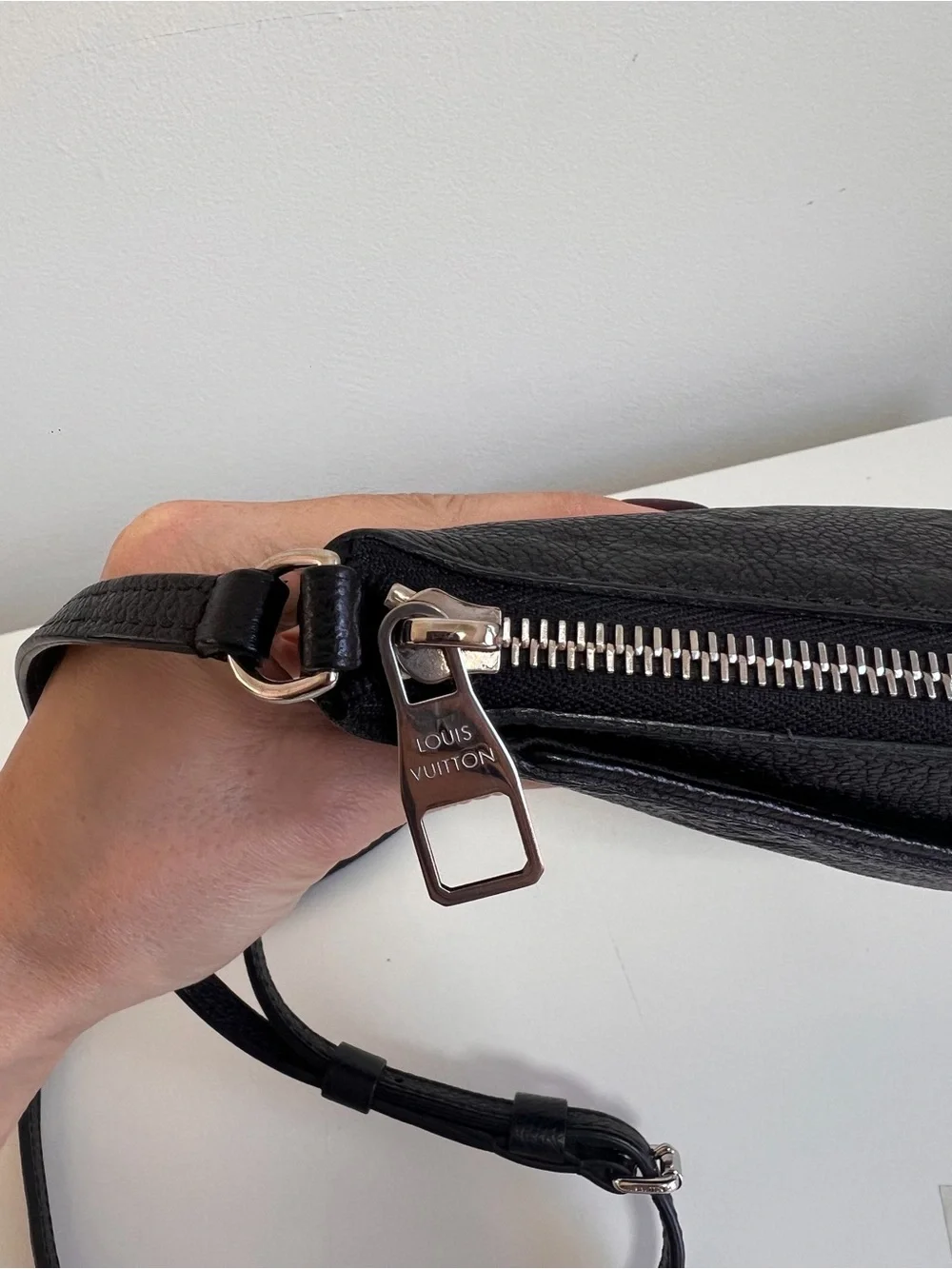 Louis Vuitton Black Embossed Monogram Crossbody Pochette